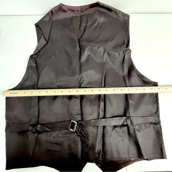 Vintage Mens L Black Tapestry Vest Grunge Wedding Steampunk Gothic Western Boho - Picture 5 of 10